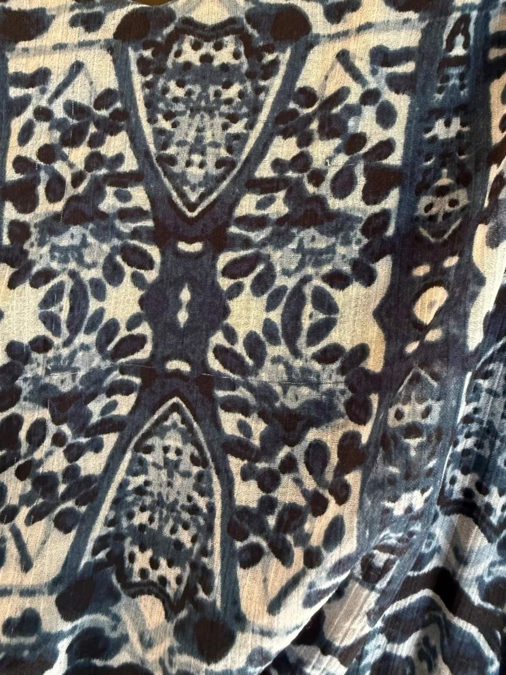 Abercrombie and Fitch mixed blue Boho Maxi dress Aztec Batik Print Sheer Medium